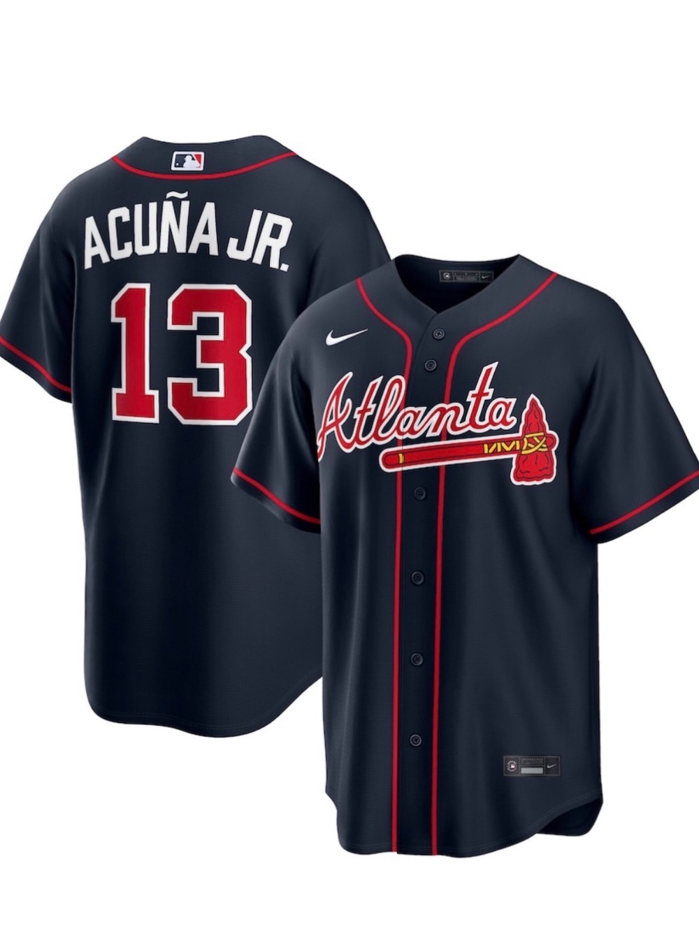 Ronald Acuña Jr. #13 Atlanta Braves Nike Limited On-Field Jersey Navy Men's XL